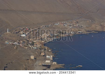 Historic coastal town of Pisagua in the Tarapaca Region of northern Chile.