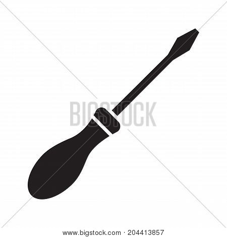 Screwdriver, turn-screw glyph icon. Construction tool. Silhouette symbol. Renovation and repair instrument. Negative space. Vector isolated illustration