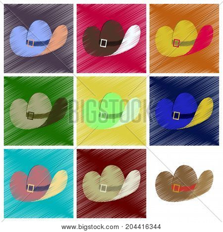 assembly flat shading style icons clothes cowboy hat