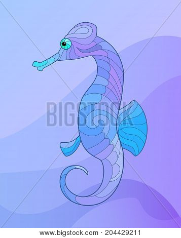 horsefish, stylized decorative zentangle painted vector illustration