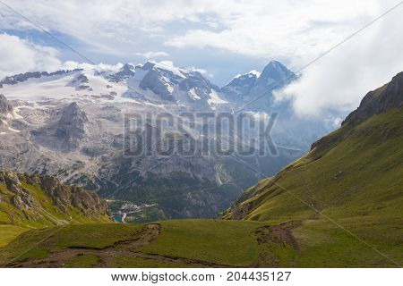 View Of Marmolada Glacier From Arabba Cable Car