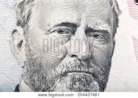 A U.S. fifty 50 dollar bill close up of Grant. High resolution photo.