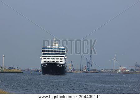 Velsen The Netherlands - June 20th 2017: Azamara Journey - Azamara Club Cruises on North Sea Channel towards Amsterdam Cruise terminal
