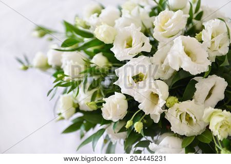 a tender wedding arrangement of fresh flowers. for decorating a table or a wedding car