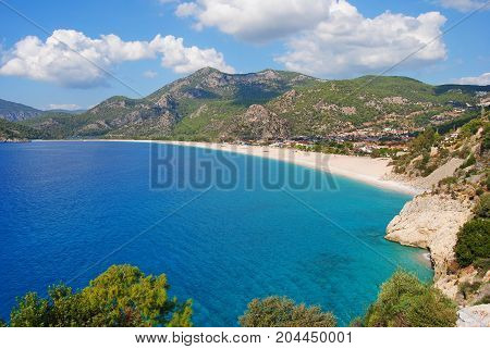 Oludeniz coastline of the Mediterranean Sea in Turkey.