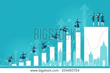 Business women on the career ladder. Concept illustration