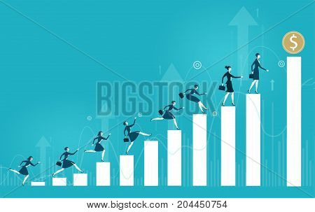 Business women on the career ladder. Concept illustration