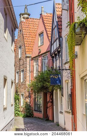 BREMEN, GERMANY - AUGUST 23, 2017: Colorful houses of the Schnoor district in Bremen Germany