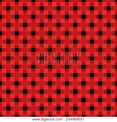 Seamless geometric interwoven black and red check pattern