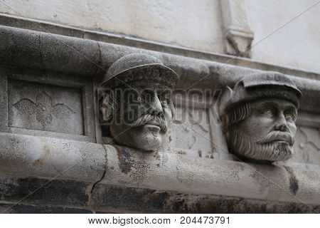 Sibenik cathedral / Famous faces on the side protal of Sibenik cathedral