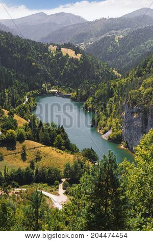 National Park Tara and lake Zaovine, Western Serbia, aerial view