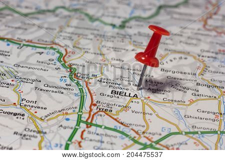 Road map of the city of Biella Italy