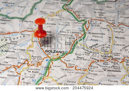 Road map of the city of Bolzano Italy