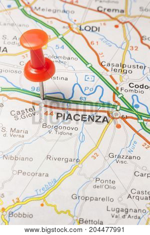 Road map of the city of Piacenza Italy