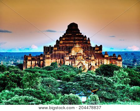 Myanmar, Bagan - Sunset Aerial View On Dhammayangyi Temple Nb.2
