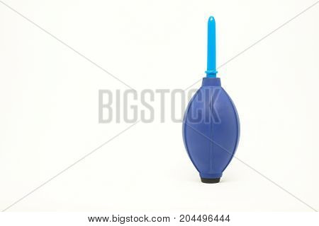 Silicone air blower for camera and lenses sensor cleaning isolated on white background.