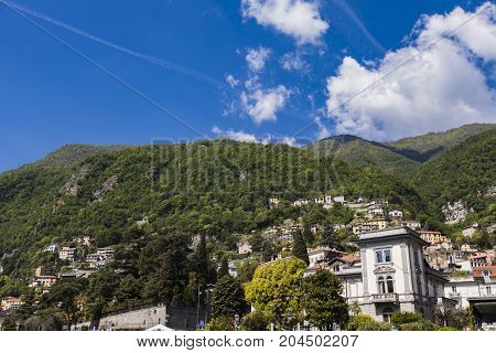 View at Moltrasio town in Como lake in Italy