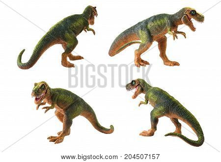 Plastic dinosaur tirex toy isolated on white background