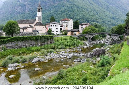 The Village Of Bignasco On Magga Valley