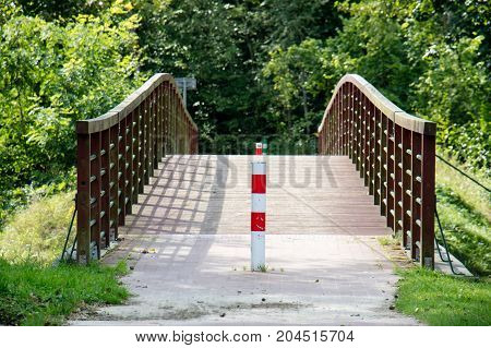 Bridge Over The Lake, River. Beautiful Autumn Season.