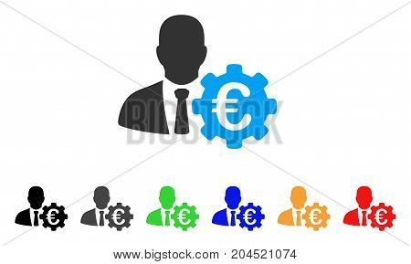 Euro Economist icon. Vector illustration style is a flat iconic euro economist symbol with black, gray, green, blue, red, orange color additional versions. Designed for web and software interfaces.