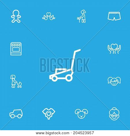 Set Of 13 Editable Relatives Outline Icons. Includes Symbols Such As Lovers, Mother With Baby, Dress And More