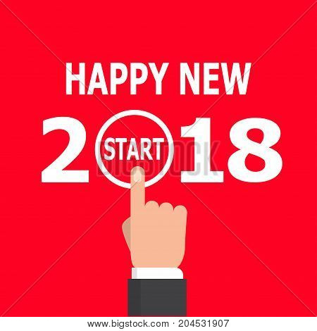 Happy new year conceptual greeting card, vector illustration on red background. 2018 happy new year. New year 2017 card design. Start new year 2018 idea.