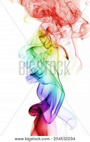 Colorful rainbow smoke isolated on white background. Colors of gay pride. Lbgt concept