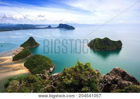 Top View seascape beach at Prachuab Khirikhan povince landscape Thailand