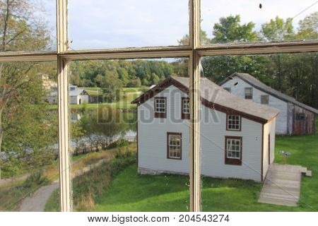 Looking through a window at Fayette Historic State Park, Upper Peninsula of Michigan