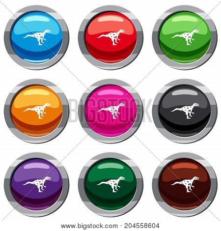 Ornithopod dinosaur set icon isolated on white. 9 icon collection vector illustration