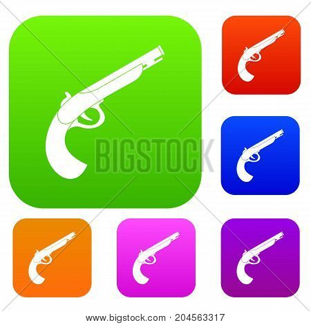Gun set icon color in flat style isolated on white. Collection sings vector illustration