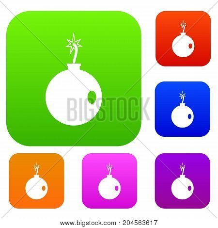 Cannonball set icon color in flat style isolated on white. Collection sings vector illustration
