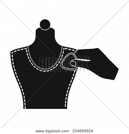 Sewing, marking with chalk on a mannequin. Sewing and equipment single icon in black style vector symbol stock illustration .