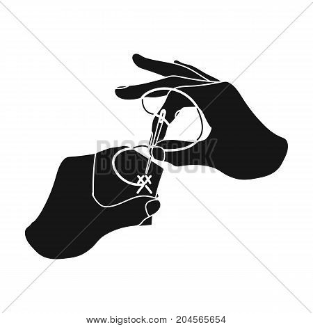Needle with thread for manual sewing. Sewing and equipment single icon in black style vector symbol stock illustration .