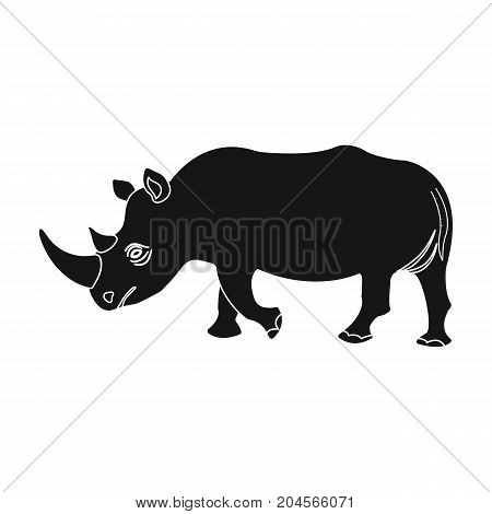 A large Indian rhinoceros. A wild animal, a rhinoceros single icon in black style vector symbol stock illustration .