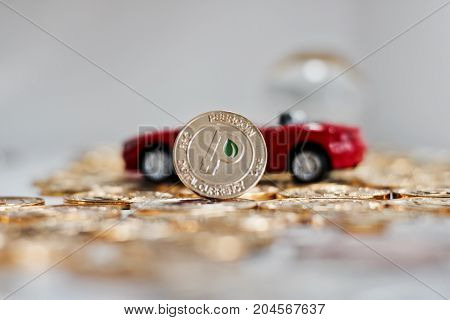 Gold Peercoin Coin Red Car