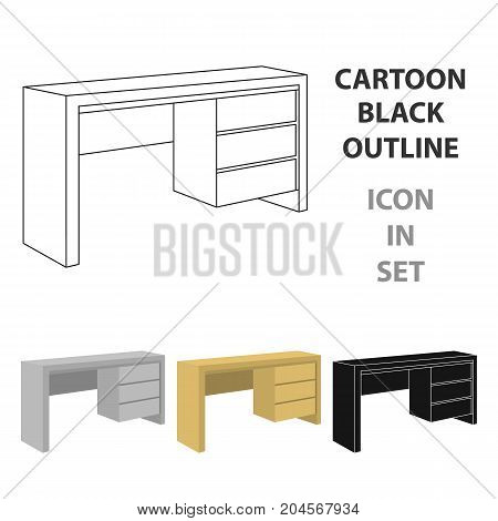 A small table for writing.Wooden table on legs with drawers.Bedroom furniture single icon in cartoon style vector symbol stock web illustration.