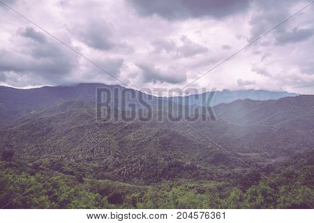 Landscape natural view sky mountain. Cloudy in the rainy season. Thailand