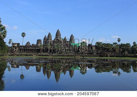 Angkor Wat is located in Cambodia. A historic castle