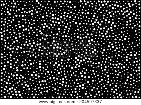 Abstract halftone random white dots vector horizontal pattern texture background. A4 paper size, vector illustration.