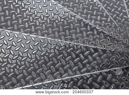 Anti Slip Gray Metal Steps With Diamond Pattern