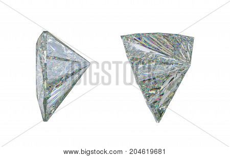 Side View Of Trillion Cut Diamond Or Gemstone On White