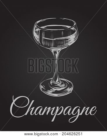 Champagne Glass Hand Drawing Vector Illustration . Alcoholic Drink. Champagne Glass Hand Drawing Vector Illustration . Alcoholic Drink.