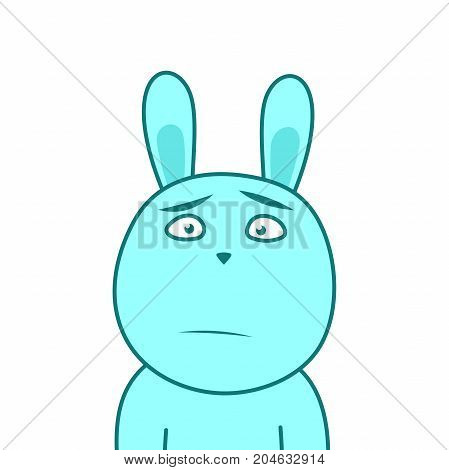 Blue cartoon rabbit. Cartoon character. Vector illustration.