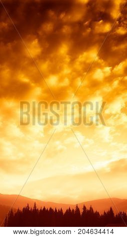 An Inspiring Mountain Landscape In Tatry, Slovakia. Vivid, Gradient Scenery With Perspective In Red