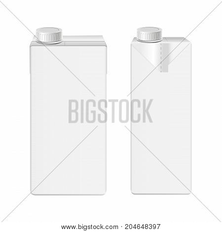 3D. Milk and juice carton packaging on white background Mock-up. Carton liter packagevector