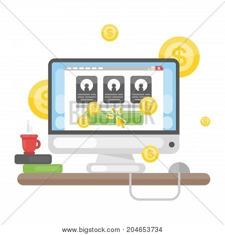 Pay per click advertising concept illustration on white.