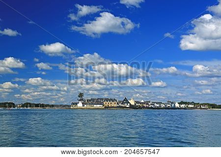 Ile-Tudy (Breton: Enez Tudi) Finistere Brittany France - View from Loctudy across the bay