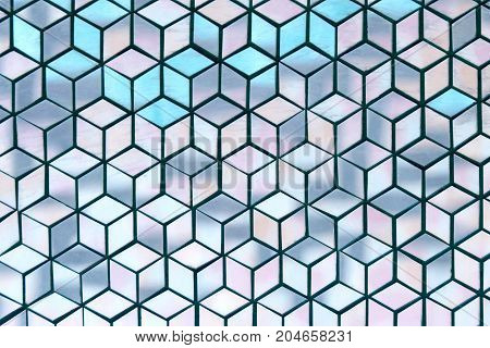 Soft Blue Tone Glass Geometric Rhombus Pieces Abstract Texture Background